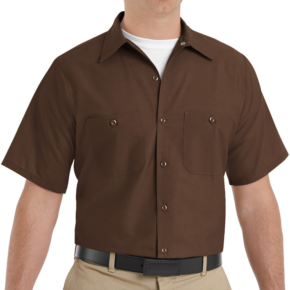 Men's Short Sleeve Industrial Work Shirt - SP24 - Chocolate Brown