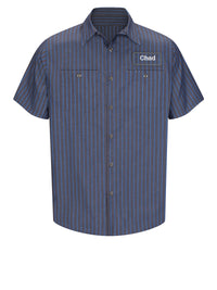 Men's Short Sleeve Industrial Work Shirt - SP24 - Grey/Blue Stripe