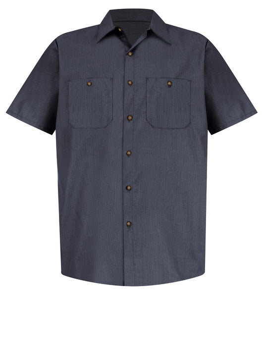 Men's Short Sleeve Industrial Work Shirt - SP24 - Blue/Charcoal Microcheck