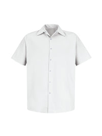 Men's Gripper-Front Short-Sleeve Pocketless Work Shirt - SP26 - White
