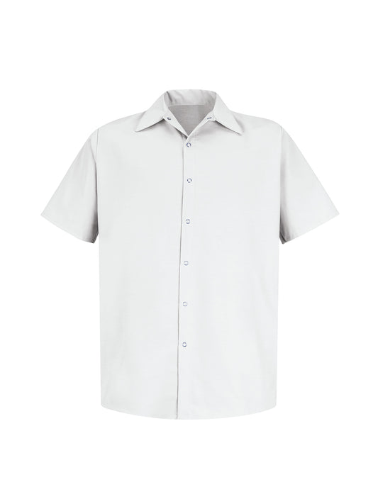 Men's Gripper-Front Short-Sleeve Pocketless Work Shirt - SP26 - White
