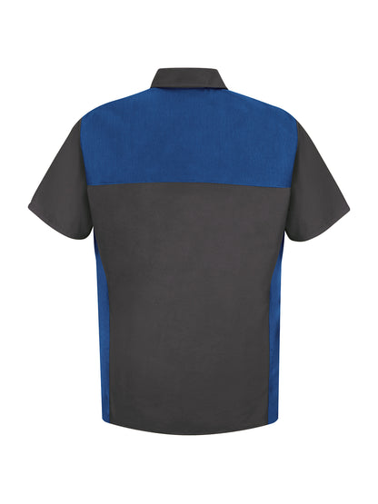 Men's Short Sleeve Motorsports Shirt - SP28 - Charcoal / Royal Blue