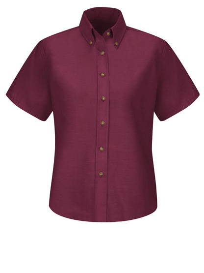 Women's Short Sleeve Poplin Dress Shirt - SP81 - Burgundy