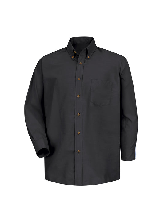 Men's Long Sleeve Button Down Poplin Shirt - SP90 - Black