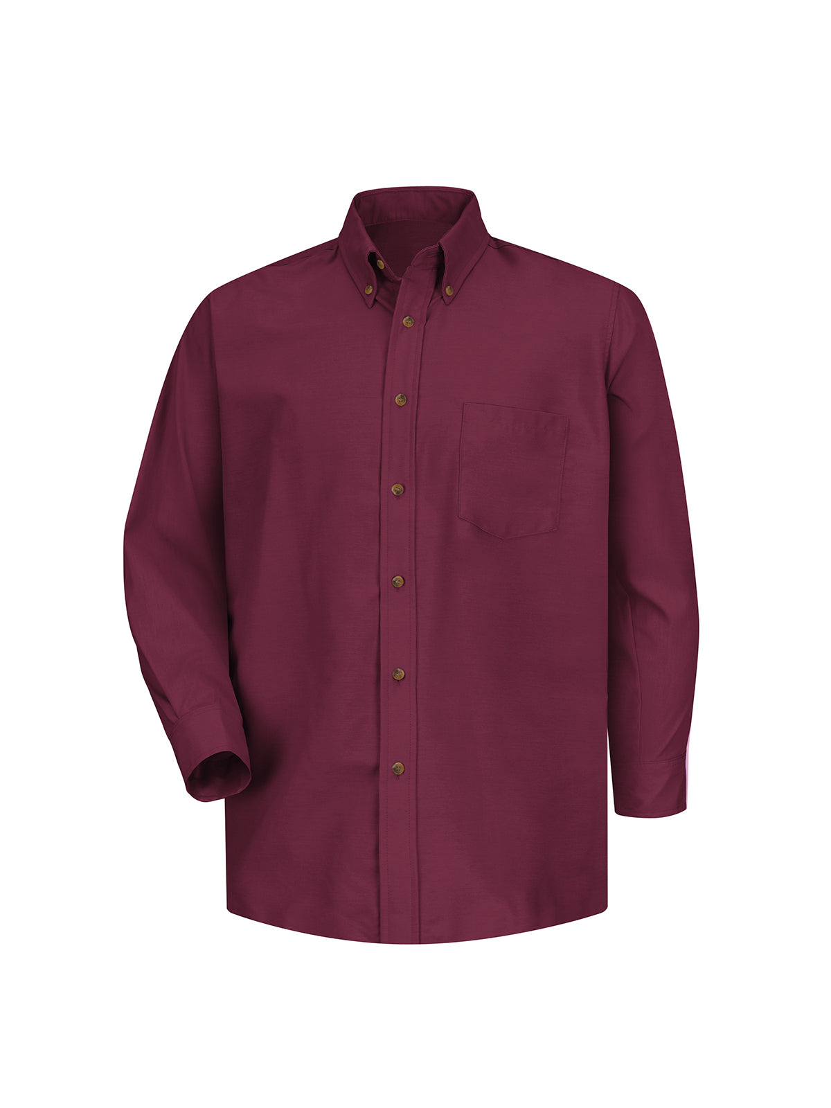 Men's Long Sleeve Button Down Poplin Shirt - SP90 - Burgundy