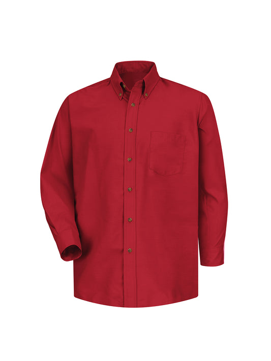 Men's Long Sleeve Button Down Poplin Shirt - SP90 - Red