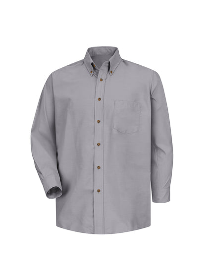 Men's Long Sleeve Button Down Poplin Shirt - SP90 - Silver Grey