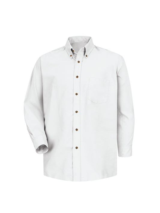 Men's Long Sleeve Button Down Poplin Shirt - SP90 - White