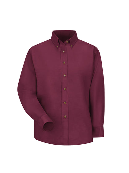 Women's Long Sleeve Button Down Dress Shirt - SP91 - Burgundy