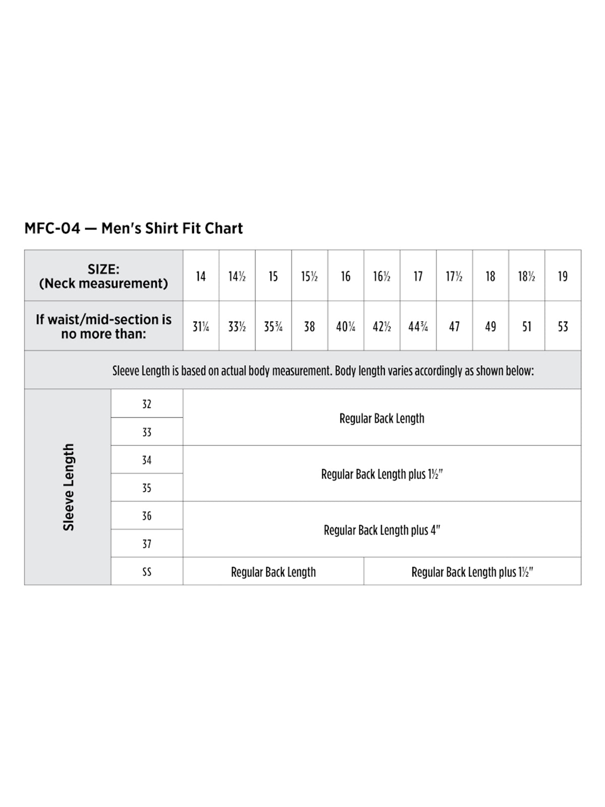 SIZECHART