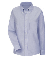 Women's Long Sleeve Executive Oxford Dress Shirt - SR71 - Blue Stripes