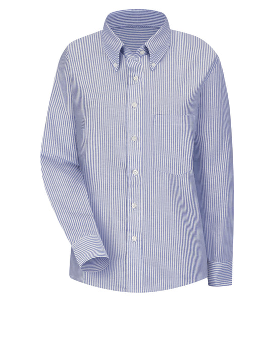 Women's Long Sleeve Executive Oxford Dress Shirt - SR71 - Blue Stripes