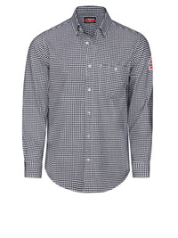 Men's Flame-Resistant Flex Knit Button Down Shirt - STG2 - Navy Check