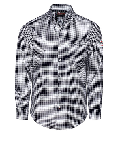 Unisex Bulwark FR Flex Knit Button Down Shirt - STG2 - Navy Check