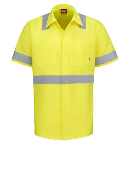 Unisex Short Sleeve Hi-Visibility Ripstop Work Shirt with MIMIX™ + OilBlok, Type R Class 2 - SX24 - Fluorescent Yellow