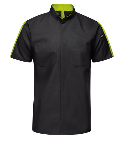 Men's Short Sleeve Two Tone Pro+ Work Shirt with OilBlok and MIMIX™ - SX46 - Black/Hi-Vis Yellow