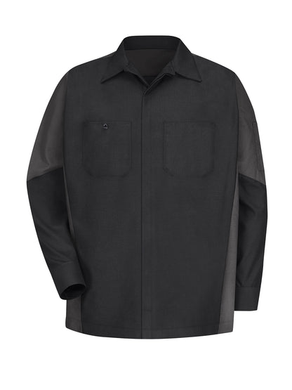 Men's Long Sleeve Two-Tone Crew Shirt - SY10 - Black/Charcoal