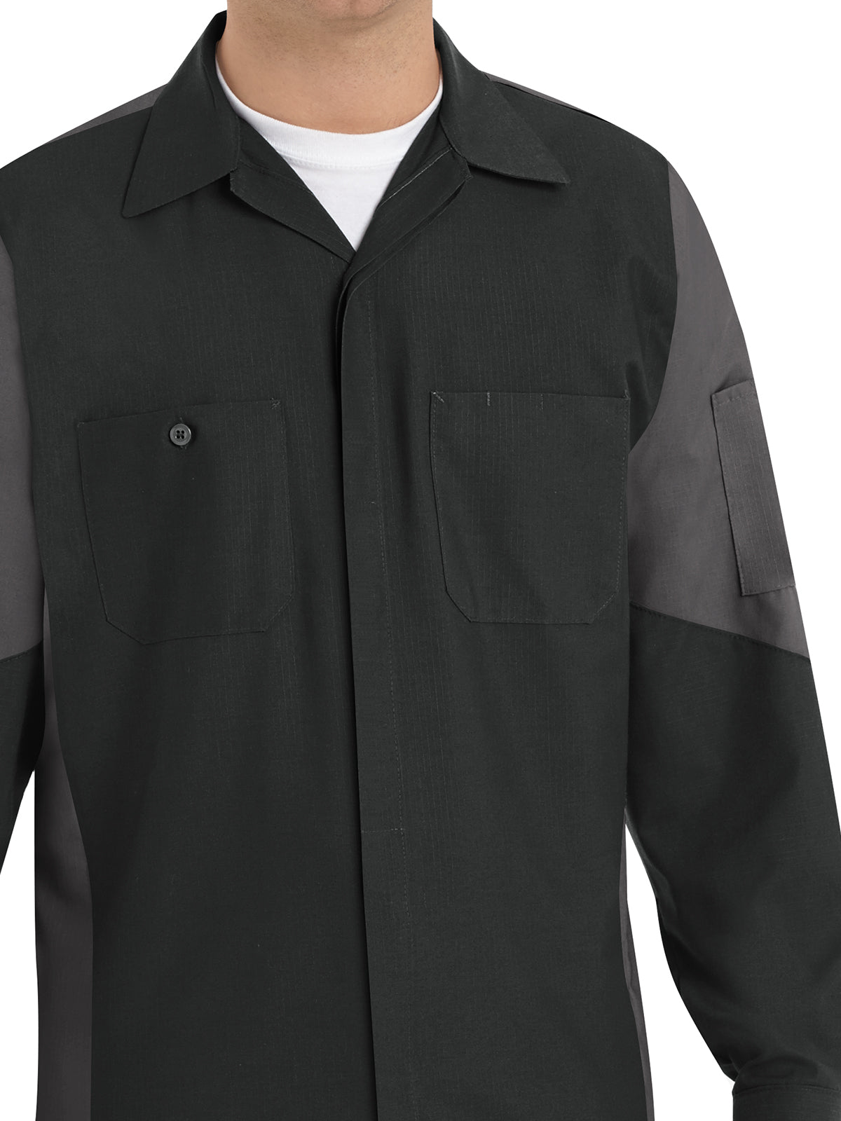 Men's Long Sleeve Two-Tone Crew Shirt - SY10 - Black/Charcoal