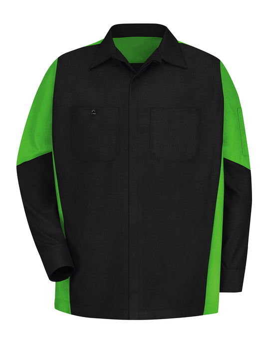 Men's Long Sleeve Two-Tone Crew Shirt - SY10 - Black/Lime