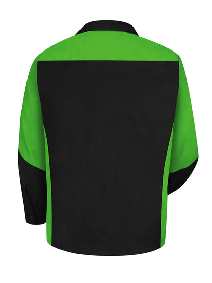 Men's Long Sleeve Two-Tone Crew Shirt - SY10 - Black/Lime