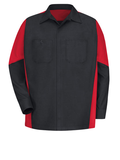 Men's Long Sleeve Two-Tone Crew Shirt - SY10 - Black/Red