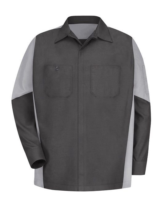 Men's Long Sleeve Two-Tone Crew Shirt - SY10 - Charcoal/Grey