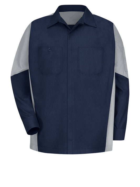 Men's Long Sleeve Two-Tone Crew Shirt - SY10 - Navy/Grey