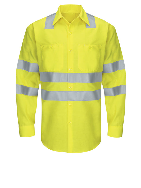 Men's Hi-Visibility Long Sleve Ripstop Work Shirt - SY14 - Yellow - AB
