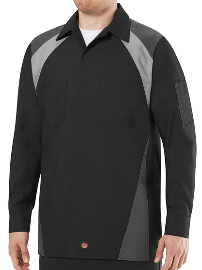 Men's Long Sleeve Tri-Color Shop Shirt - SY18 - Black/Charcoal