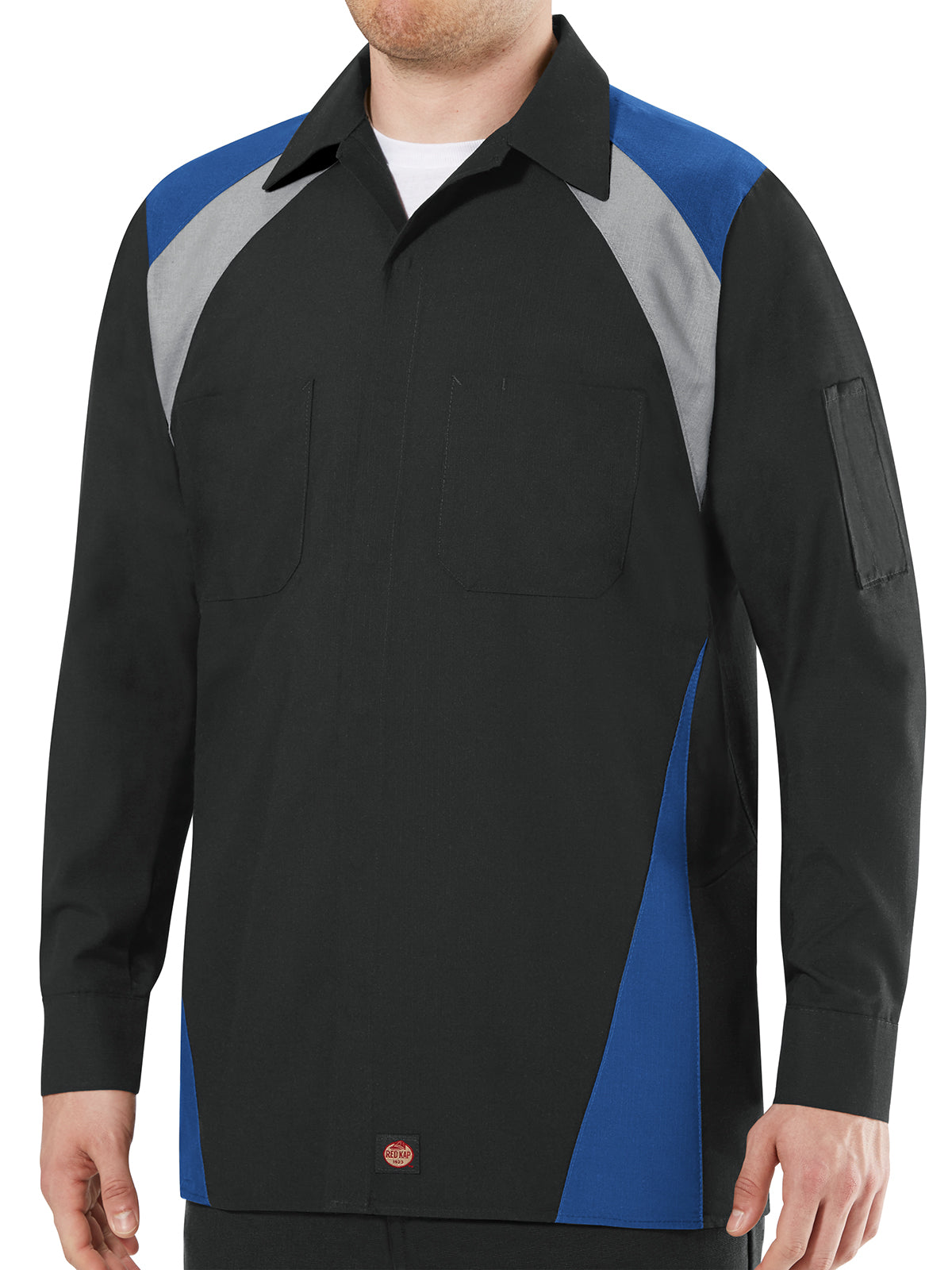 Men's Long Sleeve Tri-Color Shop Shirt - SY18 - Royal Blue