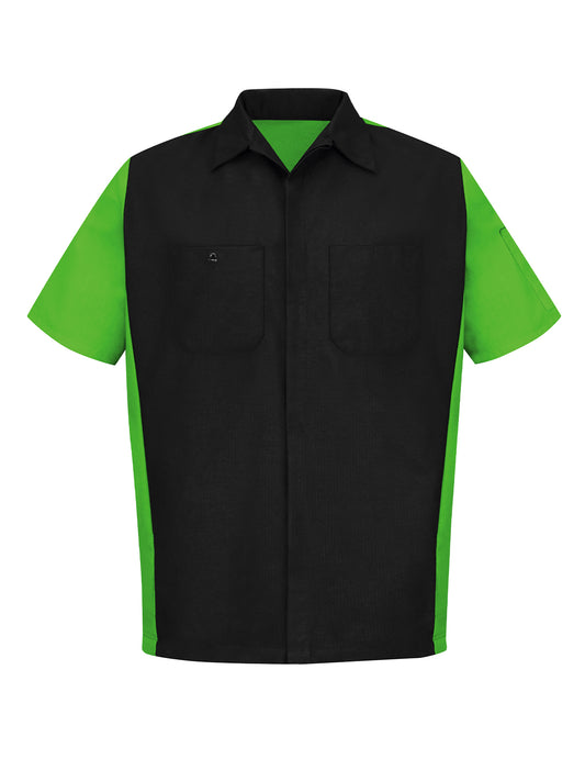 Men's Short Sleeve Two-Tone Crew Shirt - SY20 - Black/Lime