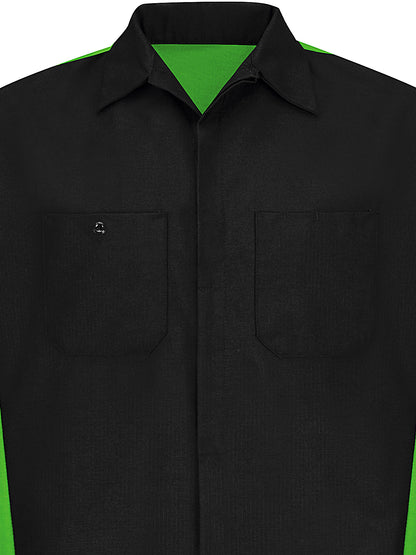 Men's Short Sleeve Two-Tone Crew Shirt - SY20 - Black/Lime