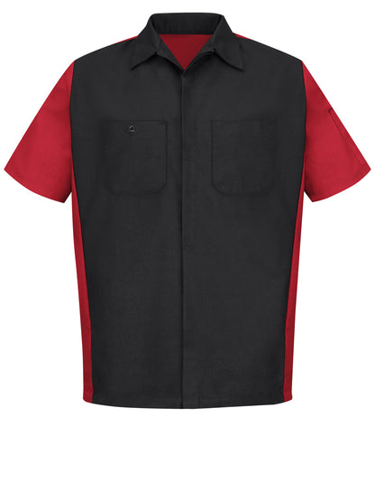 Men's Short Sleeve Two-Tone Crew Shirt - SY20 - Black/Red