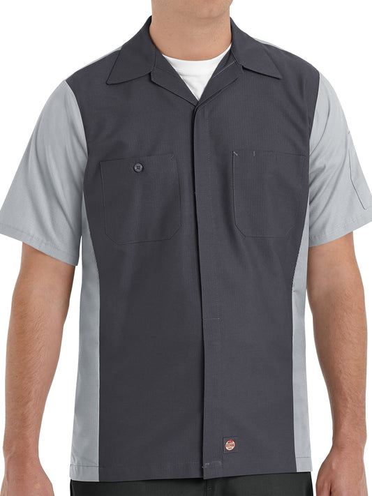 Men's Short Sleeve Two-Tone Crew Shirt - SY20 - Charcoal/Grey