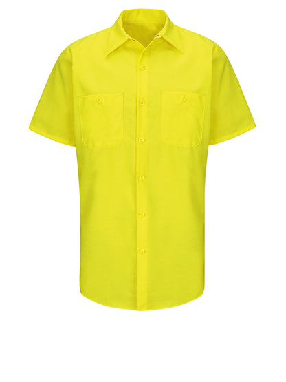 Men's Hi-Visibility Short Sleve Ripstop Work Shirt - SY24 - Yellow