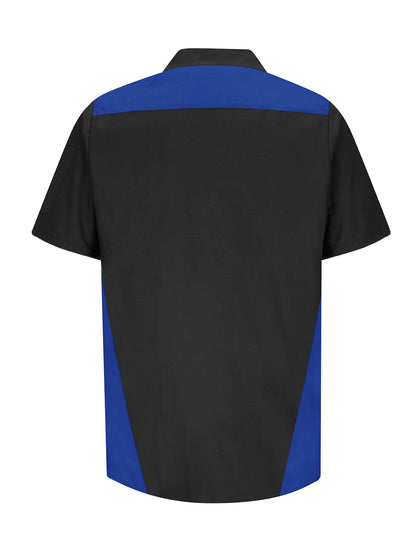 Men's Short Sleeve Tri-Color Shop Shirt - SY28 - Royal Blue