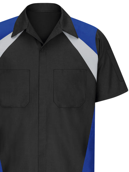 Men's Short Sleeve Tri-Color Shop Shirt - SY28 - Royal Blue