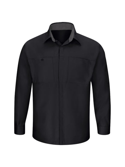 Men's Long Sleeve Performance Plus Shop Shirt - SY32 - Black / Charcoal