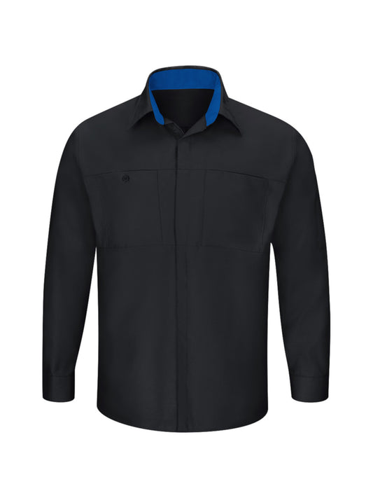 Men's Long Sleeve Performance Plus Shop Shirt - SY32 - Black/Royal Blue