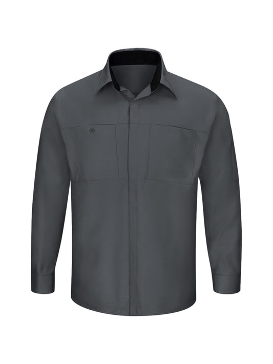 Men's Long Sleeve Performance Plus Shop Shirt - SY32 - Charcoal/Black