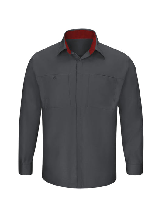 Men's Long Sleeve Performance Plus Shop Shirt - SY32 - Charcoal/Fireball