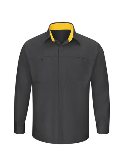 Men's Long Sleeve Performance Plus Shop Shirt - SY32 - Charcoal / Yellow