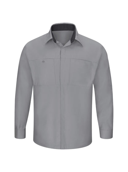 Men's Long Sleeve Performance Plus Shop Shirt - SY32 - Light Grey/Charcoal Mesh