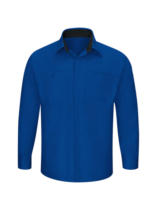 Men's Long Sleeve Performance Plus Shop Shirt - SY32 - Royal Blue/Black Mesh