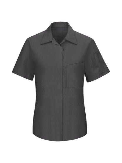 Women's Short Sleeve Performance Plus Shop Shirt - SY41 - Charcoal / Yellow