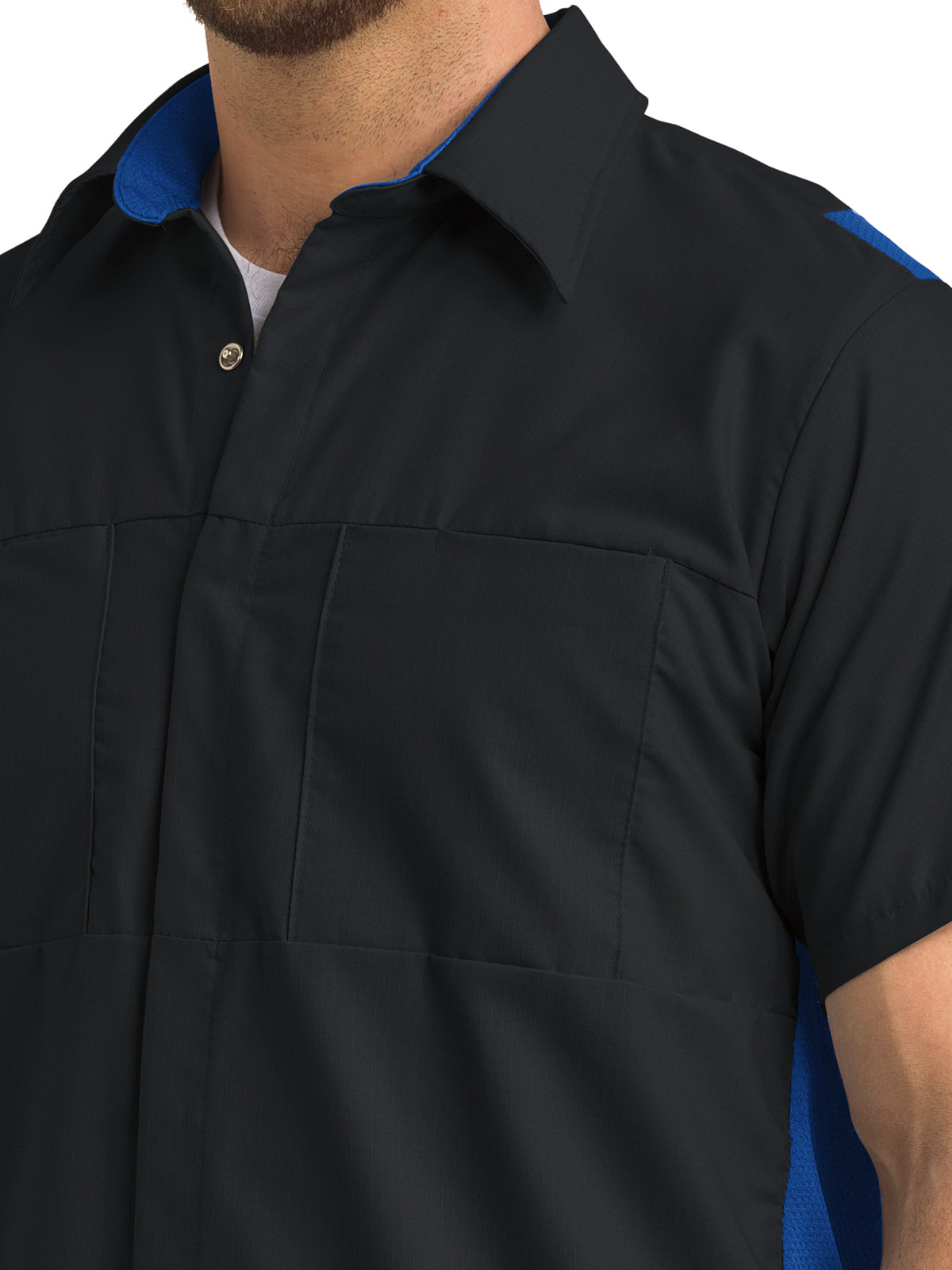 Men's Short Sleeve Performance Plus Shop Shirt - SY42 - Black/Royal Blue