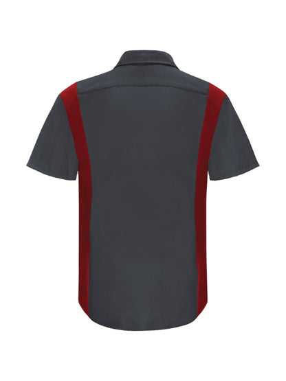 Men's Short Sleeve Performance Plus Shop Shirt - SY42 - Charcoal/Fireball Red