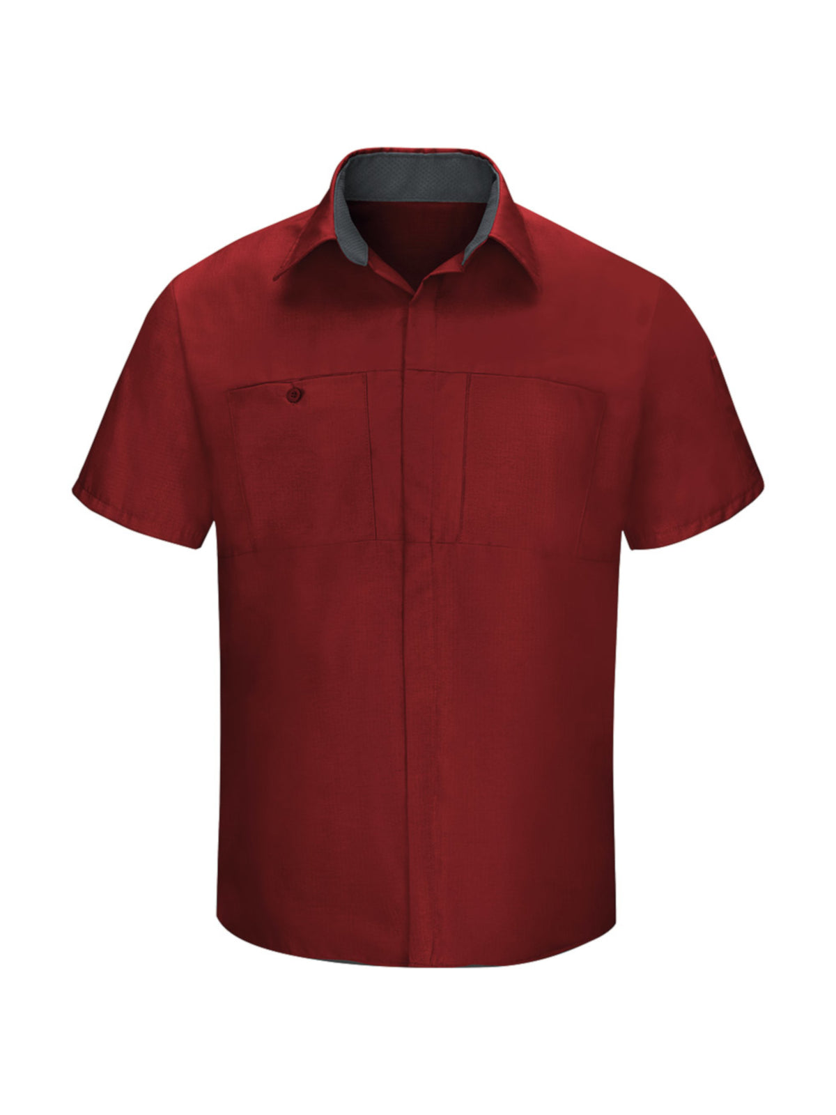 Men's Short Sleeve Performance Plus Shop Shirt - SY42 - Fireball Red/Charcoal