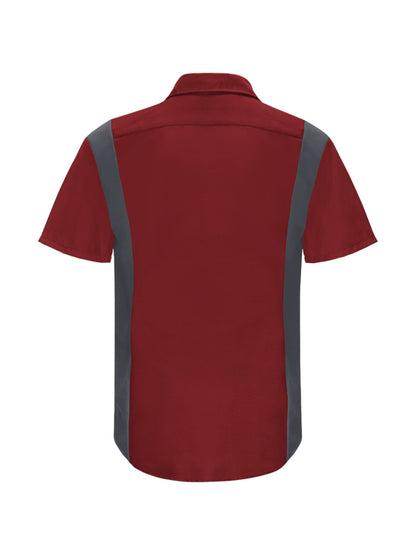 Men's Short Sleeve Performance Plus Shop Shirt - SY42 - Fireball Red/Charcoal