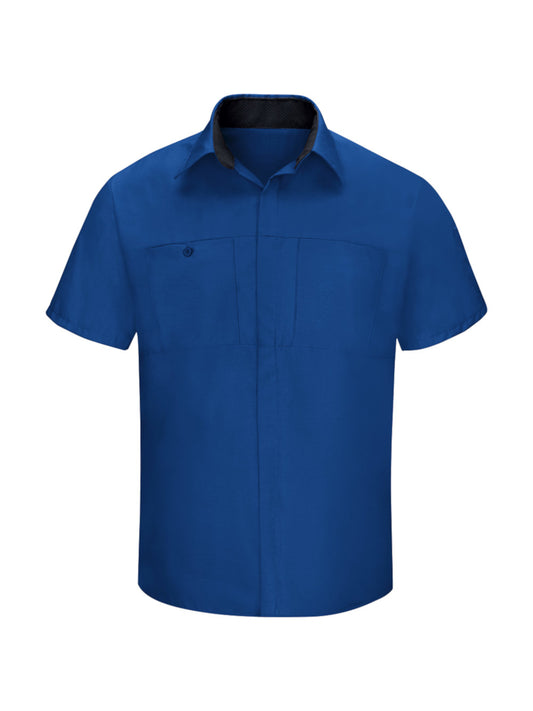 Men's Short Sleeve Performance Plus Shop Shirt - SY42 - Royal Blue/Black Mesh